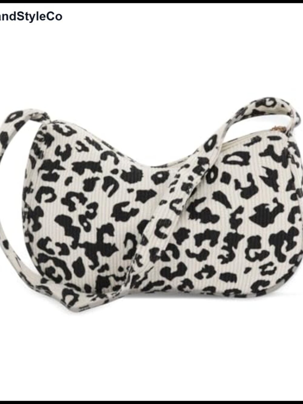 Women's Corduroy Crescent Shoulder Bag with Animal Print